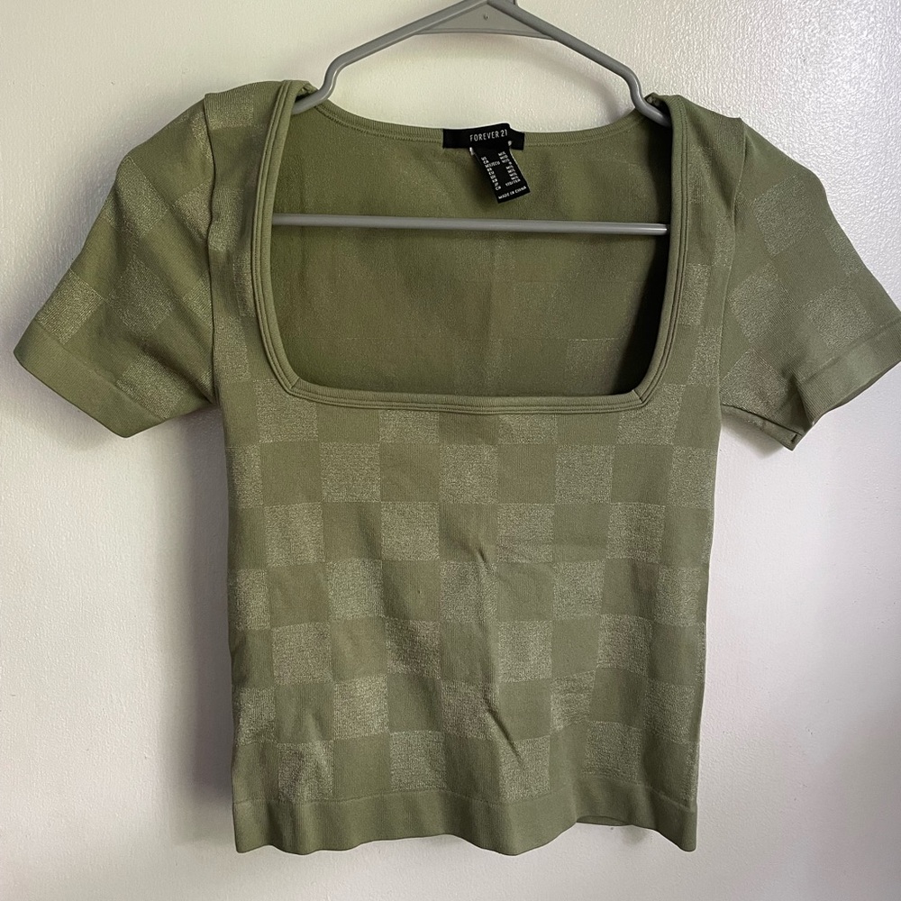 Forever 21 Square Neck Checkered Top